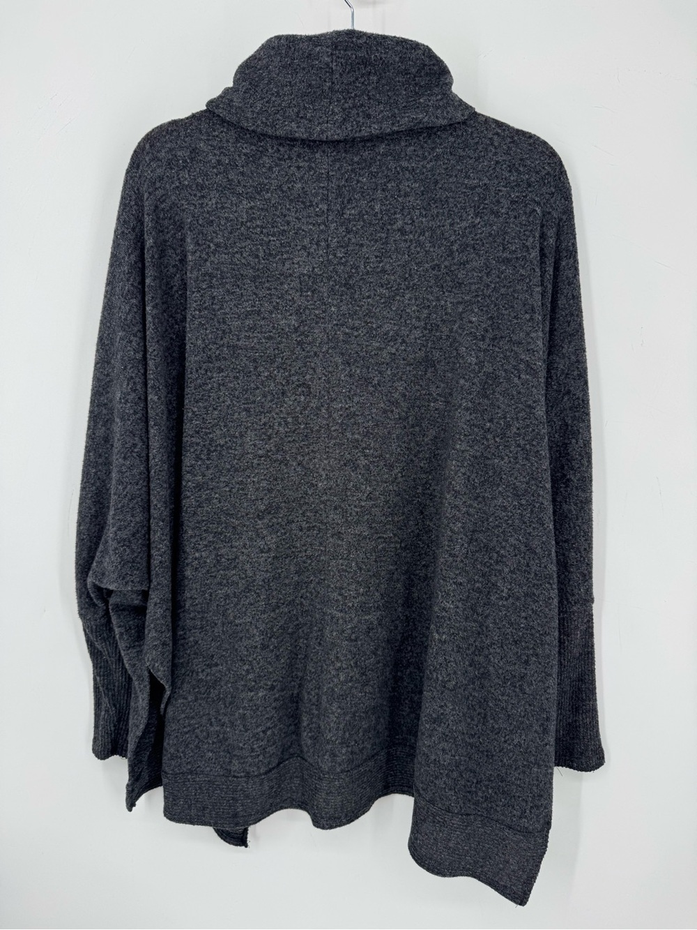 Zenana Charcoal Cowl Neck Poncho Sweater Cozy Boho Lagenlook Oversized Size XL - Picture 2 of 9
